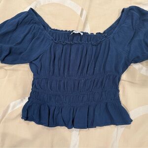 Freshman Navy Blue Smocked Blouse